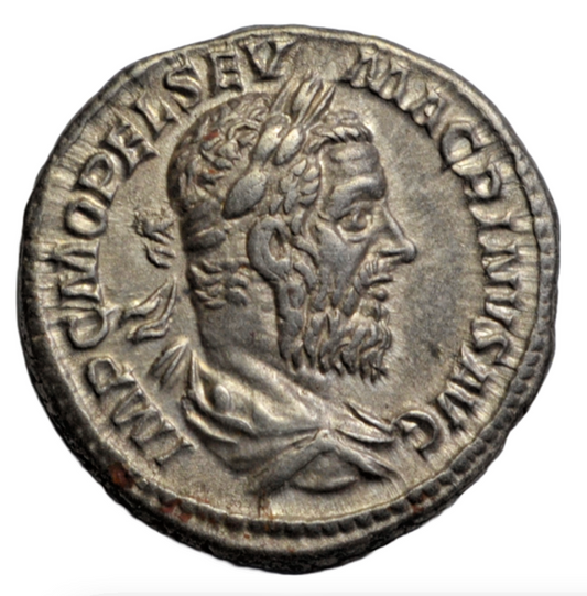 Roman Imperial, Macrinus, silver denarius, c. 217-8 AD, Securitas leaning on pillar