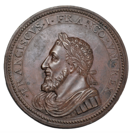 World, France, Francis I (1515-47), AE medal (53 mm), his bust both sides