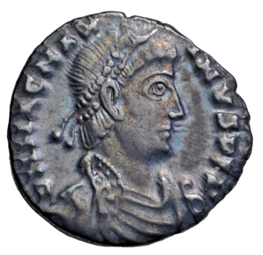 Roman Imperial, Magnus Maximus, silver siliqua, Trier, c. 383-8 AD, Victory, as RIC 84b