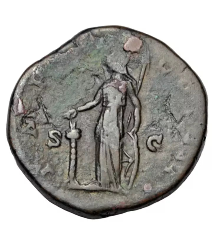 Roman Imperial, Commodus (as caesar), AE dupondius, Rome 177-9 AD, Minerva, RIC III 1604