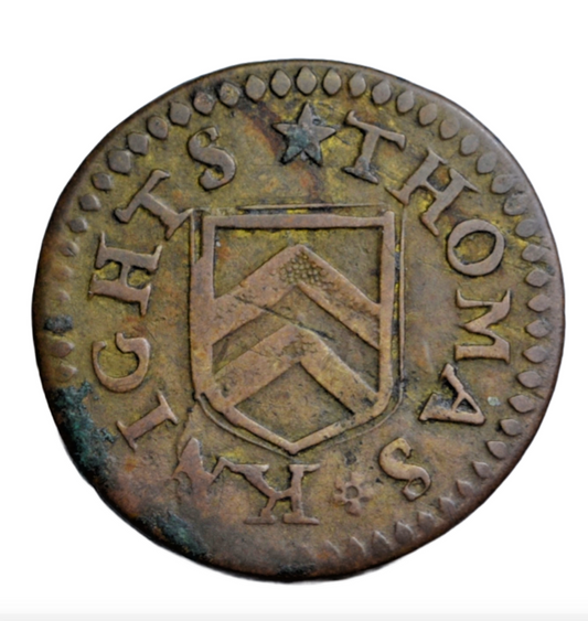 British tokens, Suffolk, Saxmundham, Thomas Knights, farthing token as BW 285, Norweb 4441