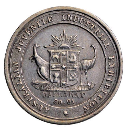 World, Australia, Victoria, Ballarat, Juvenile Industrial Exhibition 1890-1, AR medal