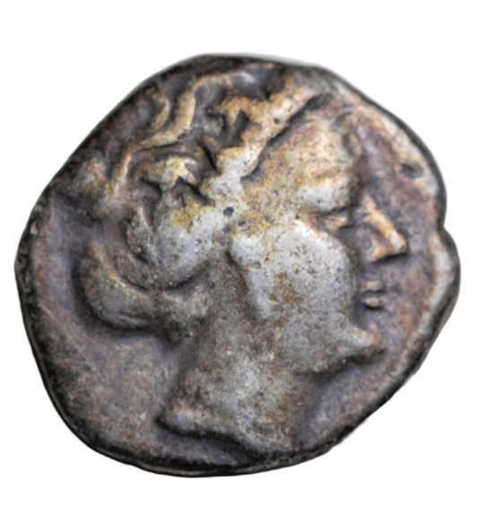 Greek, Euboia, Histiaia, AR tetrobol, c. 350-300 BC, nymph right/nymph seated on galley