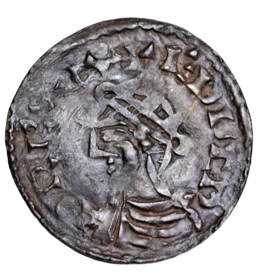 British hammered, St. Edward the Confessor, penny c. 1044-6 AD, radiate type, Thetford, Æthelsige