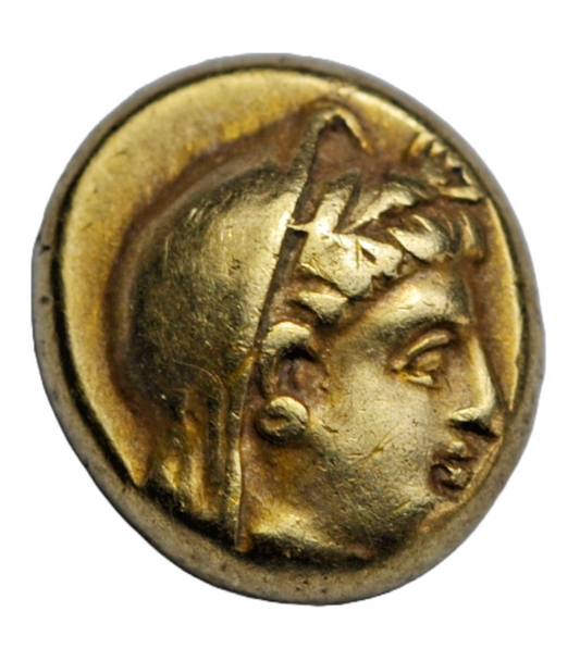 Greek, Lesbos, Mytilene, electrum (base gold) hekte, c. 377-326 BC, Demeter/tripod