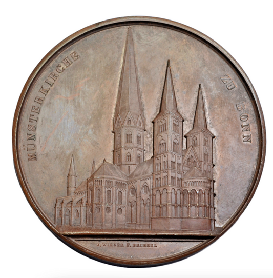 World, Germany, Bonn, Bonn Minster, AE medal (59 mm), by J. Wiener, 1855