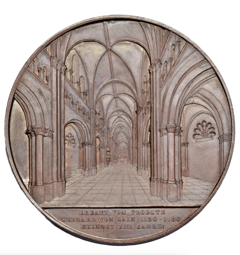 World, Germany, Bonn, Bonn Minster, AE medal (59 mm), by J. Wiener, 1855