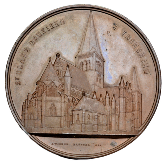 World, Norway, Trondheim cathedral, bronze medal (59 mm) by J. Wiener, 1862