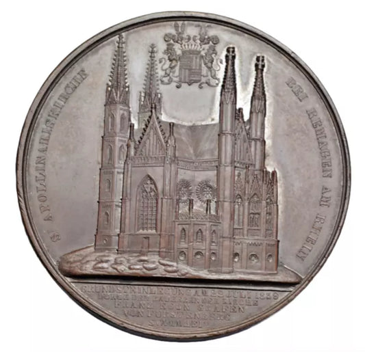 World, Germany, Remagen, St. Apollinaris church, AE medal by Wiener, c. 1853