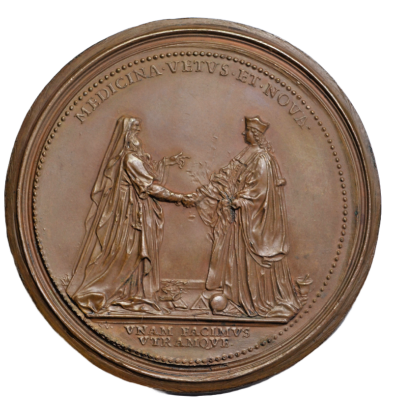 British medals, John Freind, FRS, medical doctor, 58 mm memorial medal by St Urbain, 1728