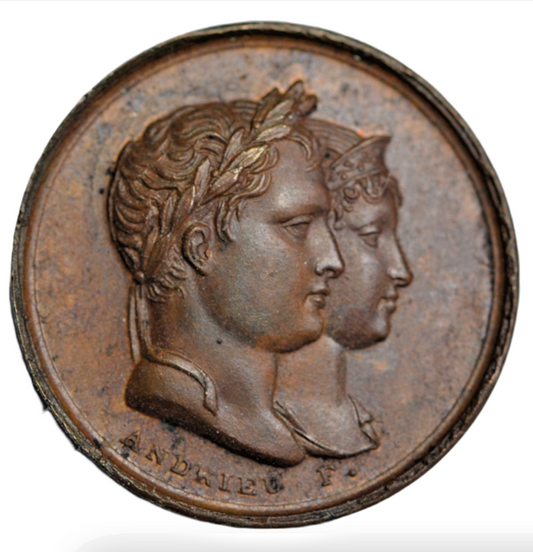 World, France, Napoleon I, marriage to Marie Louise of Austria, AE medal 1810, Andrieu