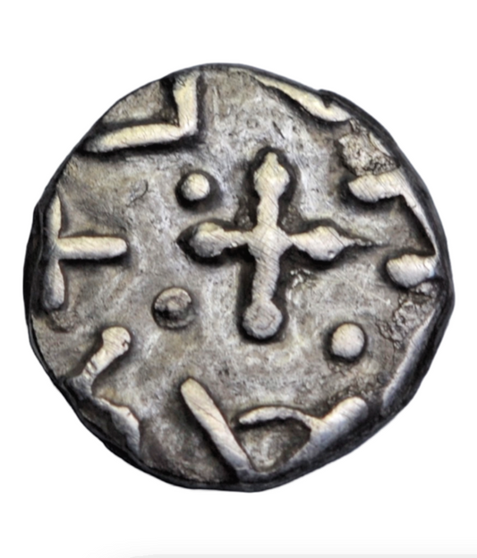 British hammered, Anglo-Saxon, cross/standard sceat, c. 690-715, issue of Radbod, king of Frisia