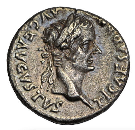 Roman Imperial, Tiberius, silver denarius, Lugdunum, c. 18-35 AD, biblical "Tribute Penny"