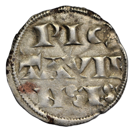 British hammered, Anglo-Gallic, Richard I, silver denier of Poitou, annulet c. 1189-99 AD