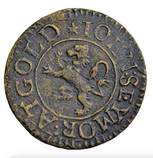 British tokens, Berkshire, Wantage, John Seymor at the Gold Lion, farthing token c. 1660s