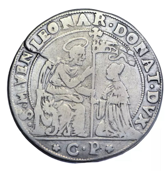 World, Venice, Leonardo Dona, silver osella, 1608, St. Mark and Justice