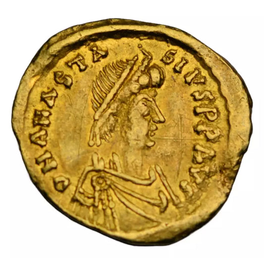 Byzantine, Anastasius, gold tremissis, Constantinople, c. 492-507 AD, provenance to 1954