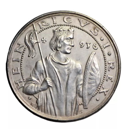 World, Germany, silver medal 1936, millenium of Henry I of Saxony, by Karl Goetz