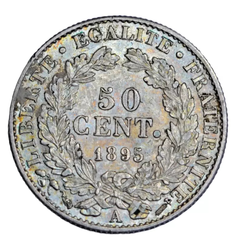 World, France, Third Republic, silver 50 centimes 1895 A (Paris mint)