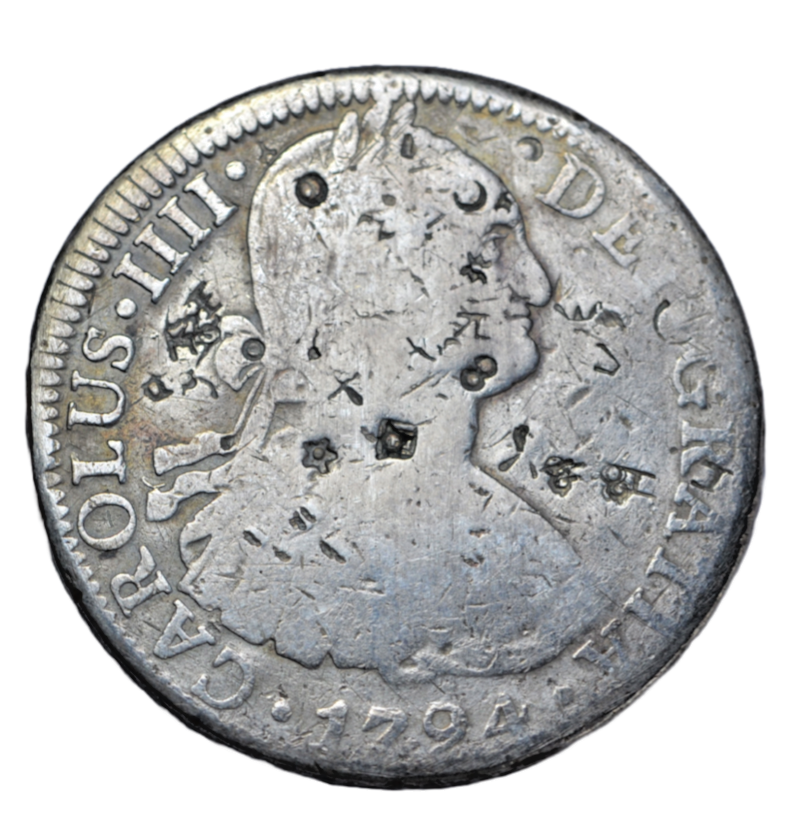 World, Mexico, Charles IV, silver 8 reales 1794, Mexico City, chopmark ...