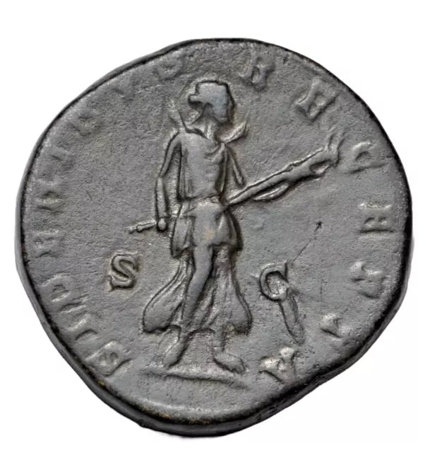 Roman Imperial, Diva Faustina Junior, AE sestertius, Rome, 176 AD or later, Diana Lucifera