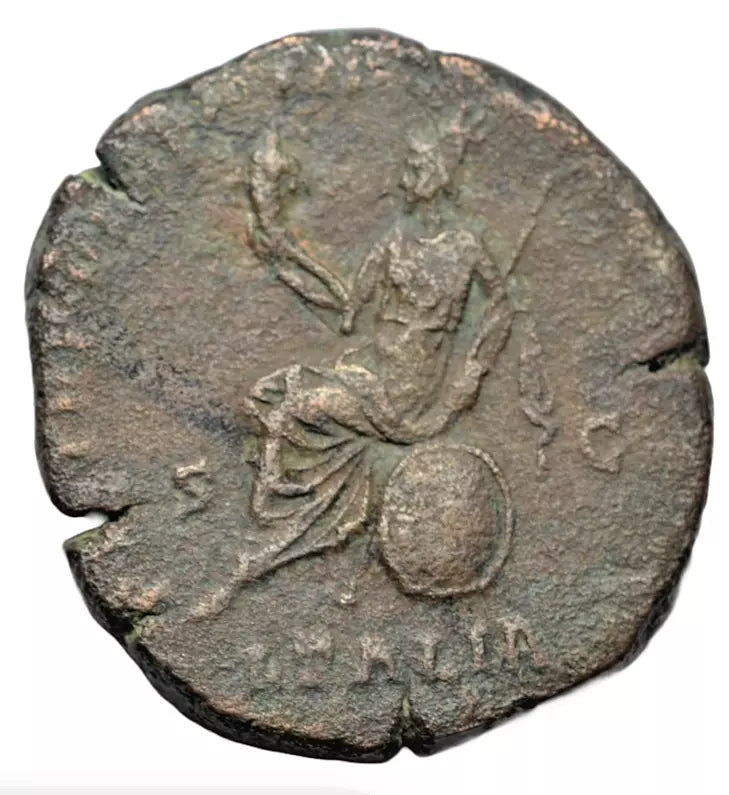 Roman Imperial, Commodus, AE sestertius, Rome 184 AD, Italia seated on globe, RIC III 438