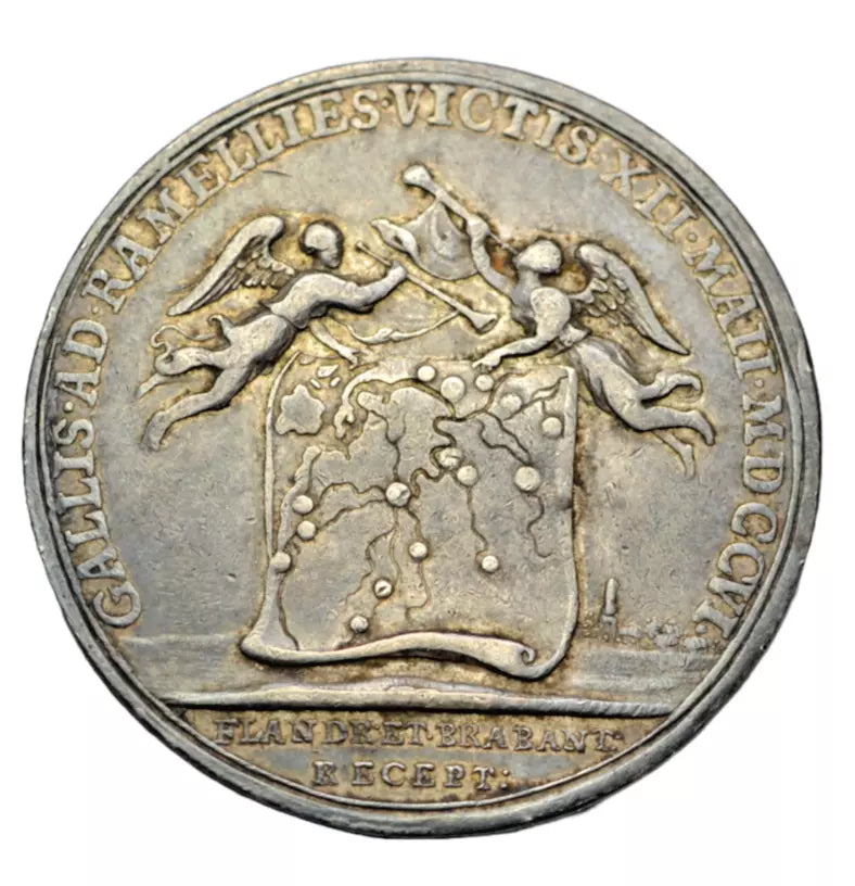 British medals, Anne, the Battle of Ramillies, a silver medal (34 mm) by J. Croker, 1706