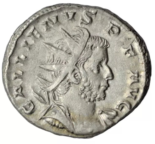 Roman Imperial, Gallienus, AR Antoninianus, Lugdunum 258-9 AD, Germanicus issue. RIC V 17