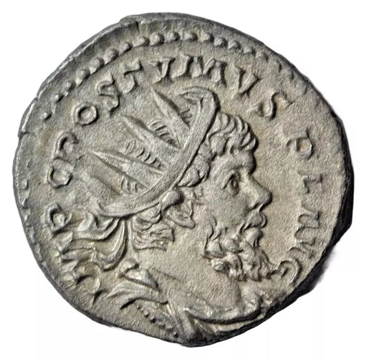 Roman Imperial, Postumus AR antoninianus, Cologne 260-9 AD, Providentia holding globe RIC 323