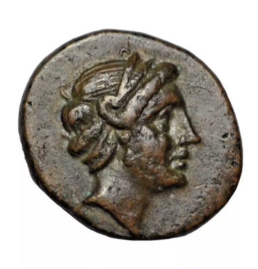 Greek, Lucania, Thourioi, AE13 c. 280-213 BC, Apollo/horse, SNG Morcom plate coin