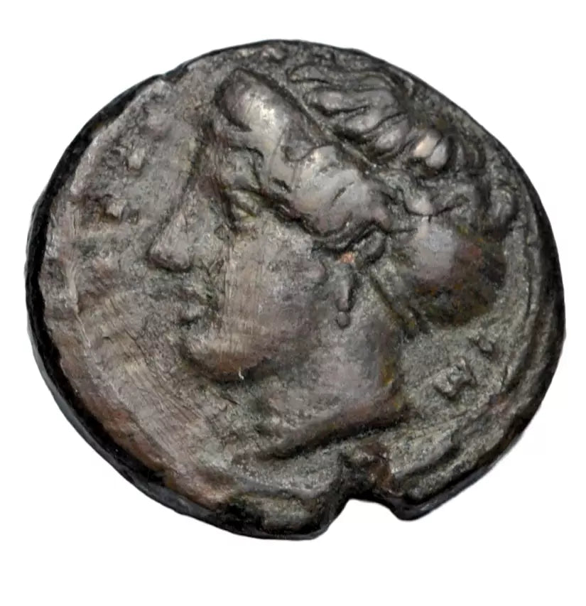 Greek, Sicily, Himera, AE hemilitron, before 407 BC, nymph/star, SNG Morcom plate coin