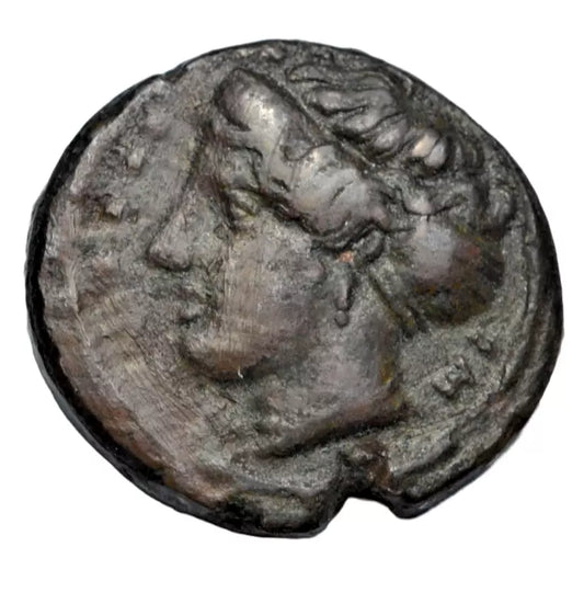 Greek, Sicily, Himera, AE hemilitron, before 407 BC, nymph/star, SNG Morcom plate coin