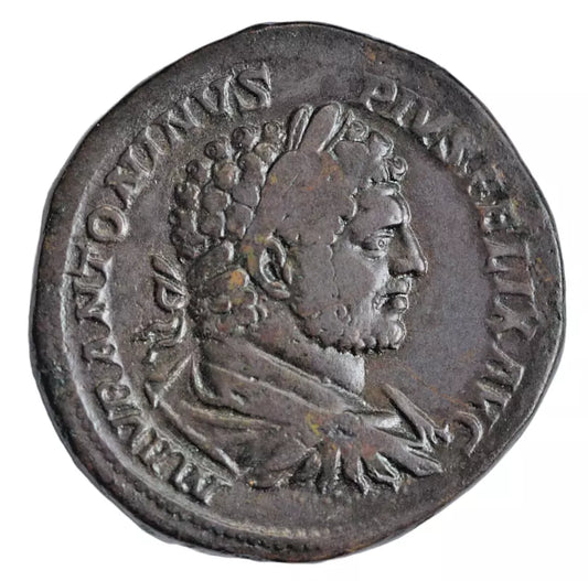 Roman Imperial, Caracalla, AE sestertius, Rome 213 AD. Libertas holding pileus & rod RIC IV 498A