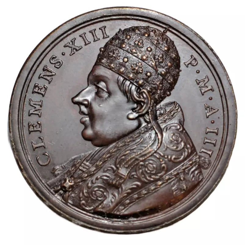 World, Papal States, Clemens XIII, AE medal 1761, by O. Hamerani, port of Civitavecchia