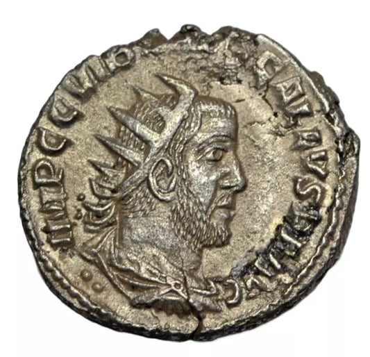 Roman Imperial, Trebonianus Gallus, AR antoninianus c. 251-3 AD, Antioch mint, Temple of Roma