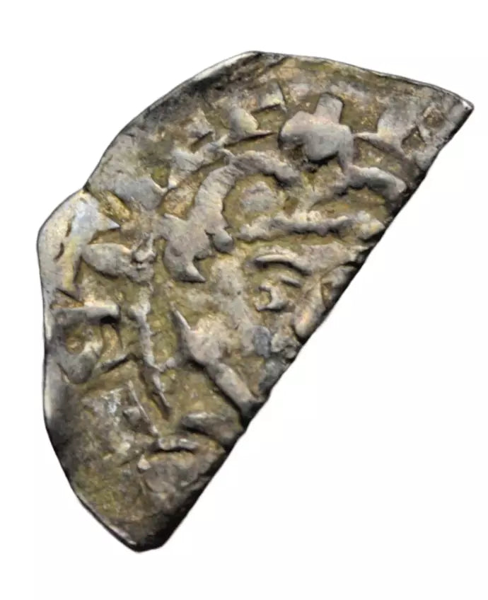 British hammered, Stephen, silver cut halfpenny, voided cross and stars, Rodbert on London