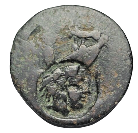 Greek, Sicily, Acragas, AE30, c. 405-392 BC, head of Herakles countermark