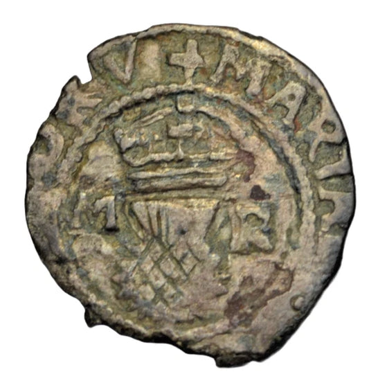 British, Scotland, Mary, billon bawbee, c. 1542-58, crowned thistle/crowned saltire