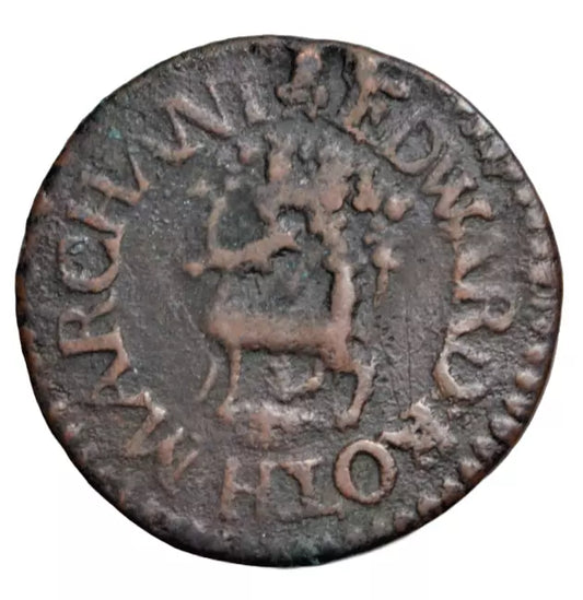 British tokens, Ireland, Kilkenny, Edward Roth, penny token 1663, stag standing under tree
