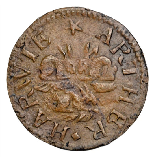 British tokens, Ireland, Dublin, Arthur Harvie, penny token 1653, three rabbits, ex-T.S. Agnew