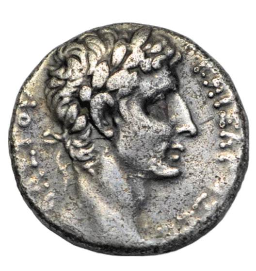 Roman Provincial, Seleucia Pieria, Augustus, AR tetradrachm dated CY 114, c. 5-6 AD, thunderbolt