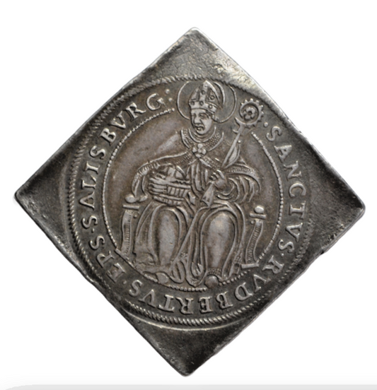 World, Salzburg, Wolf Dietrich von Rattenau, silver klippe half taler c. 1587-1612