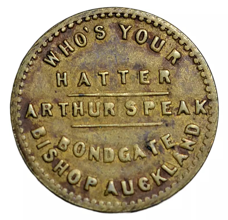 British tokens, Co. Durham, Bishop Auckland, Arthur Speak, unofficial farthing token 1890s RRR