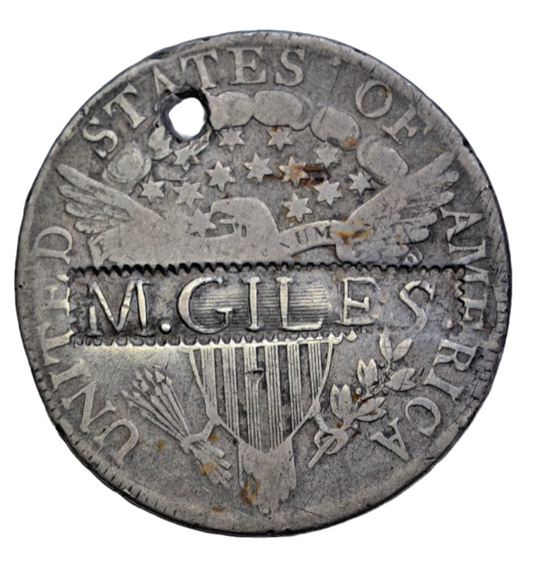 World, United States, bust half dollar 1807, countermark "M. Giles" unique, ex-Partrick
