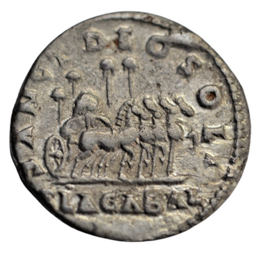Roman Imperial, Elagabalus, silver denarius, Antioch or Emesa, c. 218 AD, the baetyl Elagabal