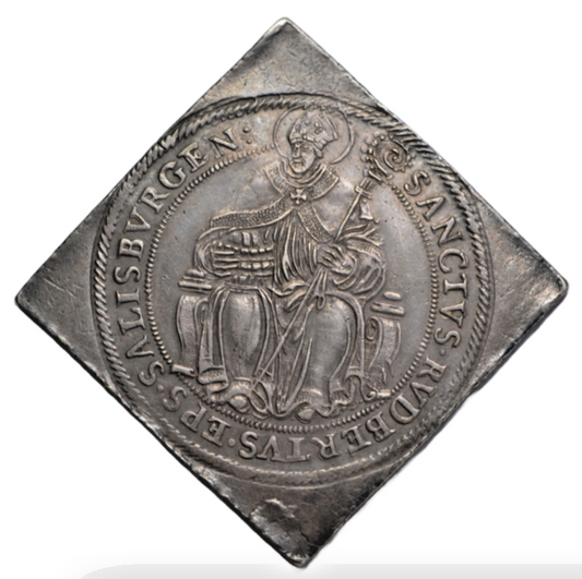 World, Salzburg, Wolf Dietrich von Rattenau, silver klippe taler c. 1587-1612