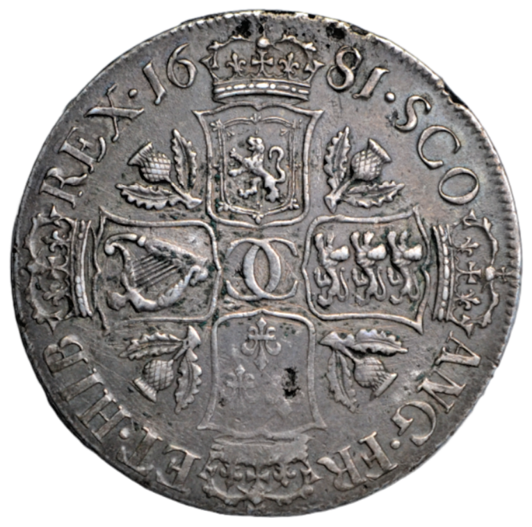 British, Scotland, Charles II, silver dollar 1681