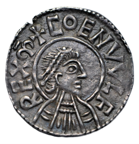 British hammered, Kings of Mercia, Coenwulf, silver penny, large portrait type, Canterbury, Duda