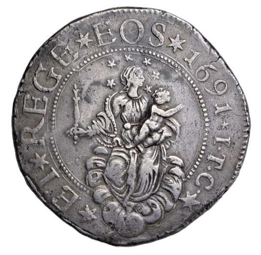 World, Italy, Genova (Genoa), biennial doges, silver scudo stretto 1691