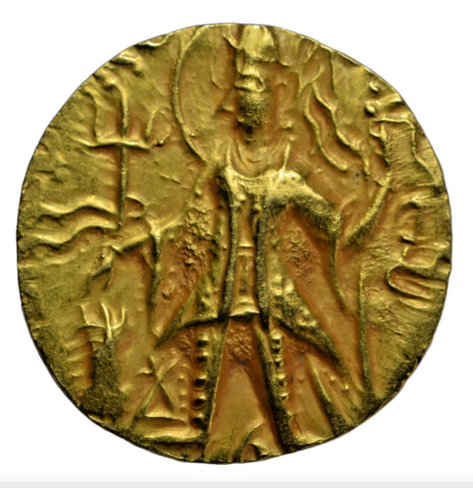 World, Kushan, Vasishka, gold dinar, c. 247-67 AD, Gandhara mint, Ardoxsho seated